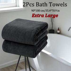 TEMU 2pcs 대형 마이크로파이버 목욕 수건, 90x180cm - 초소프트, 흡수력이 뛰어나, 350GSM - 욕실, 피트니스, 호텔 사용에 적합 - 다양한 시나리오 제공, 호텔 목욕 수건 | 현대적인 수건 디자인 | 마이크로파이버 수건, 수건 세트, 세면 용품