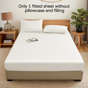 TEMU 1개 램팟 소프트한 피트드 시트 보호 커버 - 단색, 베개커버 및 내장 없음, 폴리에스터 원단, 30~34cm 드롭, 세탁기 사용 가능, 침실과 게스트룸에 완벽