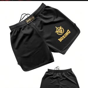 TEMU 남성용 고탄력 복싱 짐 쇼츠 - 수분 흡수 통기성 운동 반바지, 러닝 및 트레이닝용 루즈핏 드로스트링 허리밴드, 사계절 편안함 (88% 폴리에스터/12% 엘라스테인)