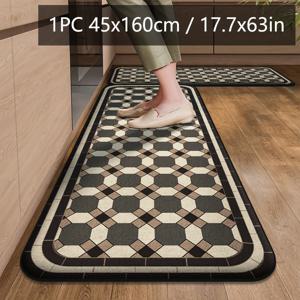 TEMU 빈티지 두꺼운 주방 바닥 매트 긴 스트립 흡수성 오일 및 미끄럼 방지 발판 홈 플리스 바닥 매트 도어스텝|발매트