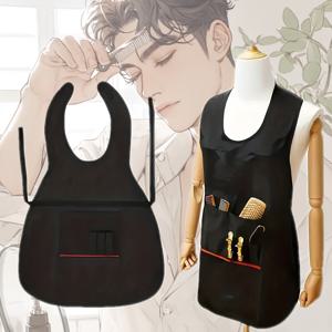 TEMU 1pc 바버샵 앞치마 - 블랙 넥 스트랩, 미끄럼 방지, 도구 및 액세서리용 여러 포켓이 있는 세련된 헤어디스서 앞치마, 전문 헤어 스타일링에 완벽한, 세련된 바버 액세서리 | 현대 바버샵 디자인 | 기능적인 앞치마