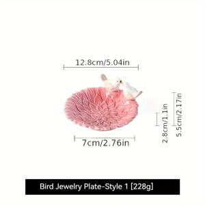 TEMU 새 모양의 세라믹 주얼리 트레이, 꽃잎 디자인, 스타일리시하고 독특한 탁상 장식, 열쇠 및 작은 물건을 위한 다기능 홈 수납 상자, 어버이날, 발렌타인데이, 추수감사절, 크리스마스 선물로 이상적