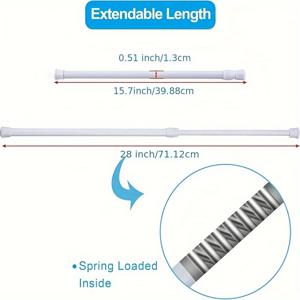 TEMU 6개의 텔레스코픽 로드 팩, 30-50cm, 40-70cm 텔레스코픽 로드, 드릴링 필요 없음, 녹방 스프링, 조절 가능한 텔레스코픽 로드, 캐비닛, 주방, 옷장, 책장에 적합 (화이트)