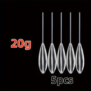 TEMU 5개 세트 장거리 캐스팅 플로트/투명 플라스틱 캐스팅 보버/ 루어 스로어 키트. 바브라도 낚시 플로트, 투명 아크릴 싱킹 플로트, 파리 낚시 스피닝 플로트. 카프 베이스 낚시용 테르말 태클, 6g-50g 범위