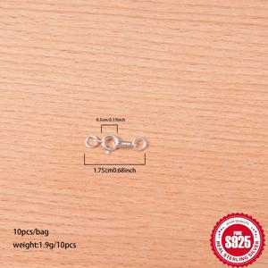 TEMU 10개씩 봉지에 담긴 S925 순은색 스프링 클라스프, 목걸이, 팔찌, 발목, 그리고 DIY 보석 만들기 키트에서 라운드 링크어와 스프링 패스트너를 연결하는 데 적합합니다. (클라스프 안에 있는 스프링은 철로 만들어졌지만 사용에 영향을 미치지 않습니다. .)