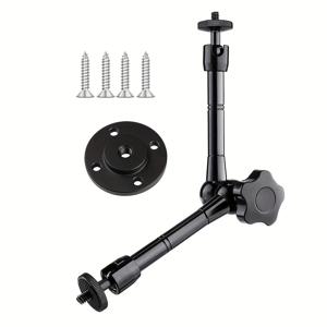 TEMU 10인치 아티куля팅 프리스션 매직 암, 벽걸이 베이스 포함 - 내구성 있는 알루미늄 합금, 웹캠, LCD 모니터, LED 라이트, 카메라 리그 세팅에 이상적, 최적의 위치를 위한 조절 가능한 각도, 카메라 마운팅 암 | 세련된 블랙 피니시 | 조절 가능한 암