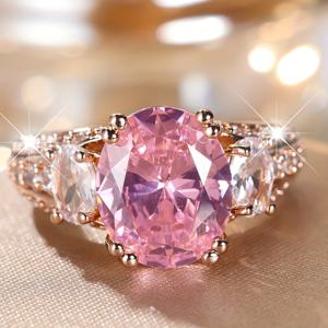 TEMU 고급스러운 스위트하트 대형 합성 지르코니아 반짝이는 약혼 반지 | 우아한 스타일, 14K 금도금 구리, 결혼식 및 연회에 적합, 그녀를 위한 이상적인 선물