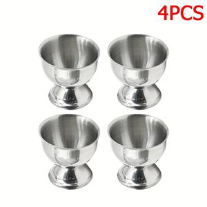 TEMU 4/6pcs 유럽 스테인레스 스틸 계란 컵 세트, 부드럽고 단단한 삶은 계란 컵 홀더 세트, 부드럽고 단단한 삶은 계란 트레이 주방 도구, 단단하고 부드러운 삶은 계란을 위한 용도, 가정 주방 도구 및 레스토랑 용품 및 파티 용품에 적합