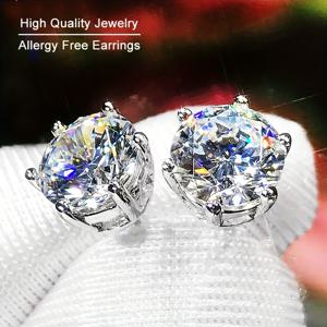 TEMU 2개/1쌍 알레르기 방지 실버 프로포즈 귀걸이, 여성 남성용 연인 약혼 귀걸이, 1캐럿 인조 반지 포함, 일상 및 결혼식에 완벽한 데이를 위한 독특하고 고급스러운 선물