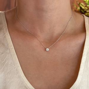 TEMU 스테인리스 스틸 식스프롱 라인석 펜던트 목걸이 - 우아한 일상 및 파티용 주얼리, 여성용 내구성 있는 반짝이는 칼라본 체인, 생일, 기념일, 공식 행사용 다재다능한 선물 | 세련된 주얼리