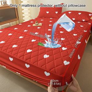 TEMU 1개 심플 모던 베이지-친화적 통기성 부드럽고 편안한 대각선 그리드 스위트하트 레드 베이스 하트 패턴 방수 매트리스 보호 커버, 침실 프린트 침대 스프레드, 매트리스 커버, 매트리스 시트, 보호 커버, 피트 시트, 가족과 친구를 위한 선물, 침구 (베개 커버 미포함)