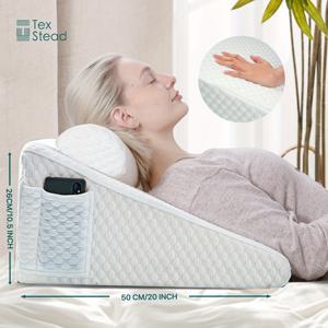 TEMU 1/2개 웨지 베개, 삼각형 베개, 다리와 무릎 지지대, 호흡기 지원, 코골이 방지 대각선 베개 및 분리 가능하고 세탁 가능한 메모리 스폰지 충전재, 통기성 라이트 베이지