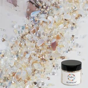 TEMU 하센리 100g/3.53oz DIY 불규칙 혼합 색상 깨진 유리 칩 - 핑크 & 투명 레진 리버 테이블 플로우 샌드 채움재, 보석 만들기 및 홈 데코용 스톰 장식 공예 재료