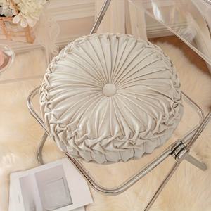 TEMU 1개 벨벳 호박 베개 - 100% 폴리에스터 충전재, 현대적 디자인의 단색 원형 소파 쿠션, 거실/베이 윈도우/타타미/프톤용, 손세탁 전용, 스타일링, 부드러운 소재, 아늑한 홈 데코