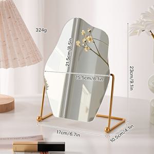 TEMU DONGZHANGGUI 구름 모양 메이크업 거울 - 회전 가능, 프레임 없음, 철 금속 베이스, 파우더 코팅 마감, 침실, 사무실, 또는 옷장에 이상적, 메이크업 룸 액세서리