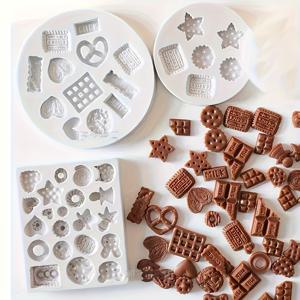 TEMU 3개 실리콘 초콜릿 비스킷 몰드 세트, 미니 DIY 수제 보석 주조 도구, 모조 비스킷 펜던트, 아로마테라피 캔들 만들기, 신발 장식용, 직사각형 형태, 예술 용품