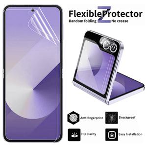 TEMU 삼성 갤럭시 Z 플립 6/5/4/3용 6-in-1 고화질 소프트 수분화 스크린 보호기, 2pcs 수분화 프론트 스크린 보호기 + 2pcs 카메라 렌즈 보호기 + 2pcs 백 TPU 스크린 보호기, 삼성 갤럭시 Z 플립 시리즈용으로 설계되었습니다.