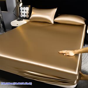 TEMU 1개 고급 새틴 침대 스커트 | 베갯잇 없음, 베개솜 없음, 깊은 포켓, 모든 계절에 적합, 침실, 호텔, 기숙사용, 세탁기 사용 가능, 폴리에스터, 혼합 색상