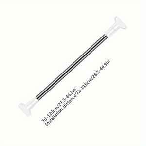 TEMU 1개 조절 가능한 텔레스코픽 로드 – 드릴 필요 없는 화이트 플라스틱 캡, 강력한 스프링으로 쉬운 설치 – 옷걸이, 샤워 커튼, 문 커튼 등에 적합 – 옷장 및 공간 정리에 완벽|커튼봉|샤워커튼