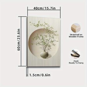 TEMU 1pc 프레임 모던 추상 화분 및 식물 캔버스 아트 프린트 - 침실, 욕실, 사무실용 우아한 미니멀한 장식 - 나무 프레임이 있는 고급 포스터, 다양한 크기 제공, 사무실 벽화 | 추상 식물 아트 | 나무 프레임, 캔버스 벽화