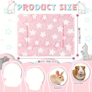 TEMU 1pc 플러시 플리스 하이포알러제닉 햄스터 침대 - 중량의 따뜻한 세탁 가능한 애완 동물 수면 패드 - 토끼, 쥐, 여우 - 핑크 코지 스타 디자인 소형 동물 액세서리 (기계 세탁 가능)