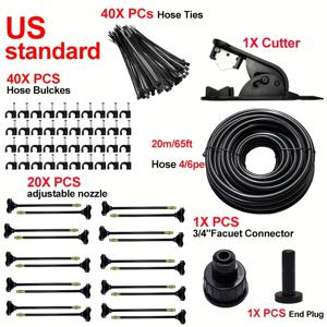 TEMU 20m 드립 관개 키트, 7.87 조절 가능한 구리 노즐 - 효율적인 정원, 발코니 및 온실 자동 수분 시스템, 유럽 스타일, 배터리 없음, 정원 수분|조절 가능한 노즐|유연한 호스