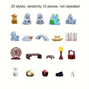 TEMU 미니 일본 풍경 세트 - 전통 건축, 정원 미니어처, 연구실 장식, 레진 및 PVC 인형, 전기 없음, 집이나 사무실 장식에 이상적, 미니 정원 장식