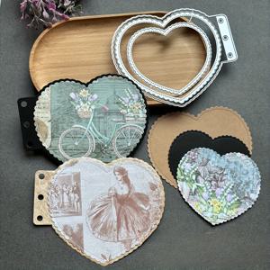TEMU 스크랩북, 인사말 카드 및 앨범과 같은 DIY 장식에 완벽한 하트 모양과 원형 탄소강 커팅 다이 세트. 빈티지, 섬세한 탄소강 스탬핑 몰드는 수제 아이템 제작을 위한 필수 재료입니다
