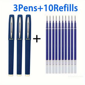 TEMU 3개 젤 펜 + 10개 리필, 1.0mm/0.7mm/0.5mm, 검정/파랑/빨강색 잉크, 고용량, 무광 마감, 방수, 빠른 건조, 비독성, 서명·드로잉·캘리그래피·비즈니스용 인체공학적 디자인|캘리그라피