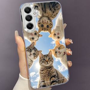 TEMU 폰 케이스: 여섯 마리 호기심 많은 고양이 폰 케이스, 삼성 갤럭시 A02A03SA04AA05SSa06s131415165G21Sa22sa23aa242252632da3435365052ha53aha54ah55h56sah73 S21 울트라 s22 플러스 3+24 FE 25 크리에이티브 TPU 소프트 내구성 충격방지 투명 보호 커버