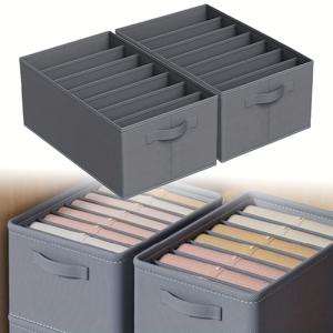 TEMU 2개 초강력 접이식 보관 상자 - 다중 계층 구획을 가진 내구성 있는 폴리 에스터 조직자 - 의류, 티셔츠, 바지 및 스웨트셔츠 - 공간 절약 디자인, 휴대하기 쉬운 의류 조직자 보관, 선반 바구니