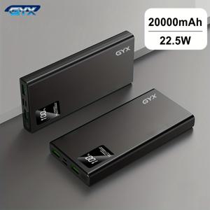TEMU GYX 22.5W 20000mAh/10000mAh 고속 충전 휴대용 보조배터리, LED 디스플레이 지원 USB 3.0 Type C QC PD4, 아이폰 16/15/14 프로 삼성 갤럭시 S24/S25 및 기타 기기 호환 외부 백업 배터리|보조배터리|C타입충전기|보조배터리20000