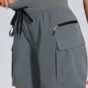 TEMU 여성용 하이웨이스트 카고 반바지 - 속건성 스트레치 운동 반바지, 다용도 포켓, 가볍고 통기성 좋은 하이킹, 런닝, 클라이밍, 골프용 - 올 시즌 아웃도어 스포츠 반바지, 하이킹 장비, 단색 디자인, 내구성 좋은 원단