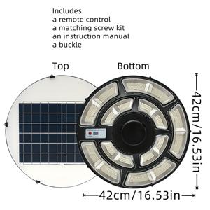 TEMU 1개 - 태양광 실외 가로등, UFO 가로등, 정원등 - 16.5인치 대형 원형, 692 LED, 리모컨 및 모션 센서 포함 - 공원, 정원, 안뜰, 공동체 통로에 적합
