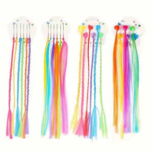 TEMU 24개 나일론 컬러 브레이드 헤어 클립, 인조 연장 헤어, 가발 패션 헤어 클립, 파티 스타일 액세서리, 생일 파티, 마스커레이드 볼, 음악 페스티벌에 적합