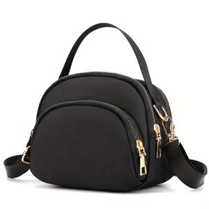 TEMU 여성 캐주얼 나일론 가방, 골드 톤 하드웨어, 지퍼 잠금, 폴리에스터 안감, 데일리용 다용도 숄더백 & 핸드백, 데일리 가방 | 디자인 | 튼튼한 지퍼 잠금, 스몰 가방, 여성용 핸드백, 여성/가방