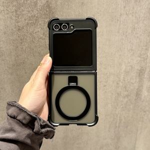 TEMU 삼성 갤럭시 Z 플립 6 Z 플립 5 Z 플립 4 호환 매트 아크릴 충격방지 케이스, 사각 안티드롭 자석 링 메탈 브래킷