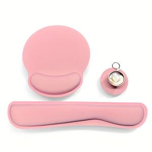 TEMU 키보드 손목 휴지 패드 마우스 패드, 손목 지원 세트 3개, 미끄럼 방지 고무 베이스가 있는 마우스 패드, 가정 사무용 노트북 컴퓨터 게임용 에르고노믹 메모리 폼 마우스 손목 쿠션 지원, 블랙