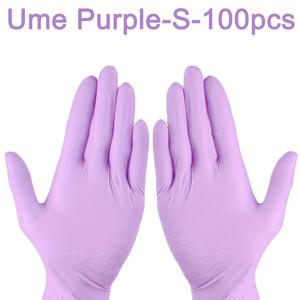 TEMU 100팩, 고품질 내구성 일회용 니트릴 장갑 보라색, 방수 - 주방 설거지, 청소, 타투, 염색, 호텔 및 가정용으로 완벽