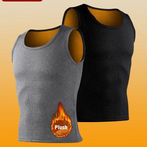 TEMU 바나나 보이 남성용 방한 탱크탑 - 무소음 디자인, 극한 추위 격차 감싸기, 헬스/야외 활동용, 할로윈/크리스마스 - 그레이 & 블랙 (2pcs) - 비투명 단열 셔츠, 고목걸이 의류, 비투명 소재|나시티|남자나시
