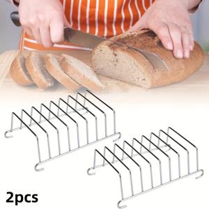 TEMU 2개입 스테인리스 스틸 토스트 랙 (8구) - 토스트, 팬케이크, 빵 껍질용 직사각형 냉각 디스플레이 랙 | 에어프라이어 및 베이킹 | 식품 등급 안전, 레스토랑, 가정 및 아침 식사 서비스에 적합