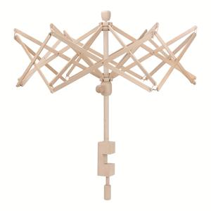 TEMU 1개 재활용 나무 우산형 스키너 - 손잡이식 꼬임 방지 와이어 정리기, 크로셰 & DIY 공예용 대용량 멀티스트랜드 홀더, 연한 노란색 마감, 목재 실 보관대, 우산 디자인, 자연스러운 느낌의 도구, 내구성 있는 구조, 뜨개질 애호가를 위한 창의적인 정리함