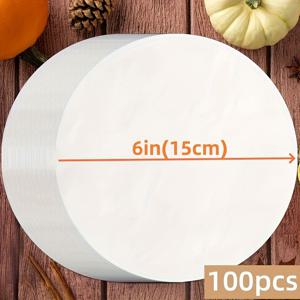 TEMU 100개 6/8인치 양피지 원형, 논스틱 프리컷 양피지 원형, 토르티야 프레스 라이너, 햄버거 패티 보관/냉동, 피자 베이킹용