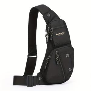 TEMU 남성용 대용량 체스트 백 - 조절 가능한 스트랩, 지퍼 클로저 및 다중 수납공간이 있는 멀티펑셔널 허리팩, 사이클링/하이킹/야외 활동용 - 내구성 있는 스포티 디자인, 안전한 지퍼 포켓, 튼튼한 구조, 활동적인 라이프스타일, 강화된 스티칭, 피트니스 애호가를 위한 사이클링 기어