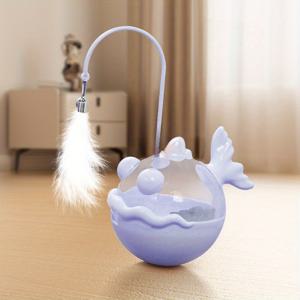 TEMU 1개 고양이 장난감 자가 오락 기기: 360° 회전 디자인의 인터랙티브 티저 완드와 간식 디스펜서, 인공 깃털과 벨로 집게를 매료시키고 즐겁게 – 끝없는 재미를 선사하는