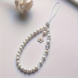 TEMU 여성을 위한 카멀리아 꽃 폰 체인 래니어 - 블랙 앤 화이트 우아한 손목 장식, 하트 액센트가 있는 카메라 액세서리, 스마트폰용 스타일리시하고 기능성 선물 아이디어, 폰 장식 래니어, 카멀리아 디자인, 우수한 공예 기술