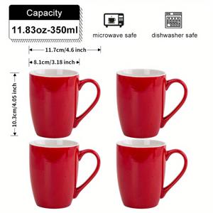 TEMU 4 개의 세라믹 커피 머그, 직선 디자인 커피 컵 우유 물 차 컵 11.83oz/350ml