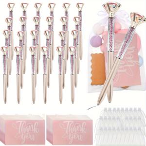 TEMU 30개 세트: 10 글리터 펜, 10 화이트 메쉬 백, 10 핑크 카드 – 웨딩 브라이덤 & 신부 펜 선물 키트