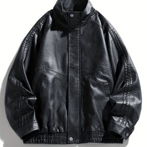 TEMU 미국 빈티지 메일라드 칼라 자켓 남성용, 봄/가을 신상 가죽 자켓 8888m