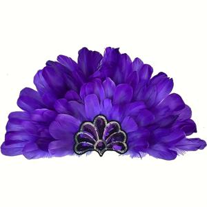 TEMU 1개 D EXCEED 여성용 우아하고 황금색 카니발 헤어밴드 - 생생하고 황금색 깃털 모양 디자인, 내구성이 뛰어난 폴리에스터 & 스판덱스, 휴대 및 파티용 스탠드에 용이, 할로윈, 축제, 테마 이벤트, 파티 헤어 액세서리, 테마 이벤트 액세서리